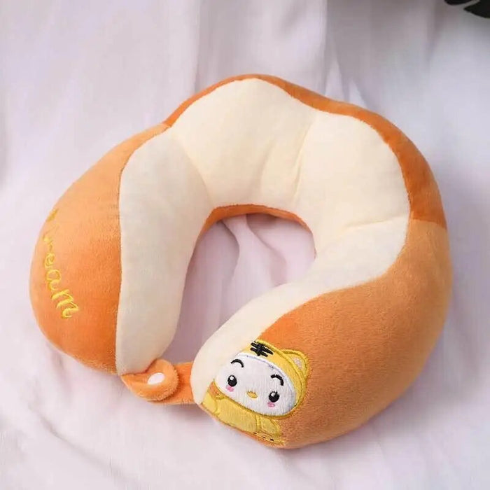 Anypack Neck Pillow Orange Cartoon Cute U-Shaped Comfortable Sleep Headrest