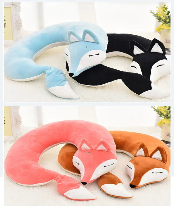 Anypack Neck Pillow Purple Fox Creative Cartoon U-Shaped Cute Comfortable Sleep Headrest