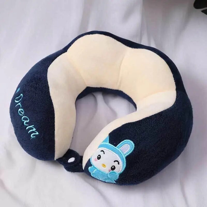 Anypack Neck Pillow Navy Blue Cartoon Cute U-Shaped Comfortable Sleep Headrest