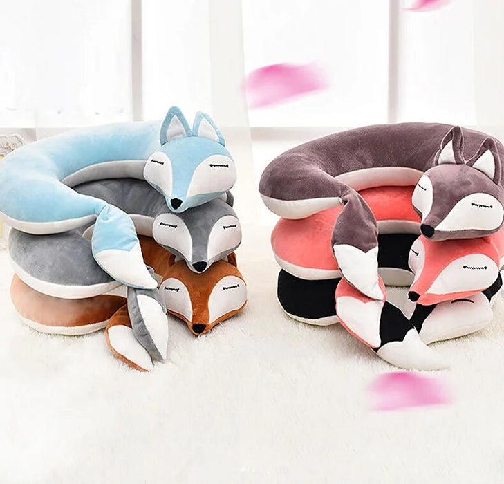 Anypack Neck Pillow Purple Fox Creative Cartoon U-Shaped Cute Comfortable Sleep Headrest