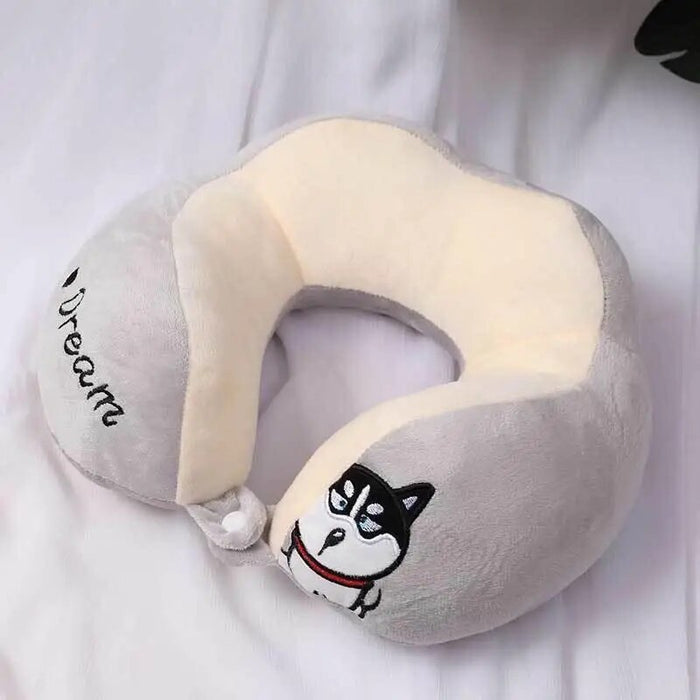 Anypack Neck Pillow Grey Cartoon Cute U-Shaped Comfortable Sleep Headrest