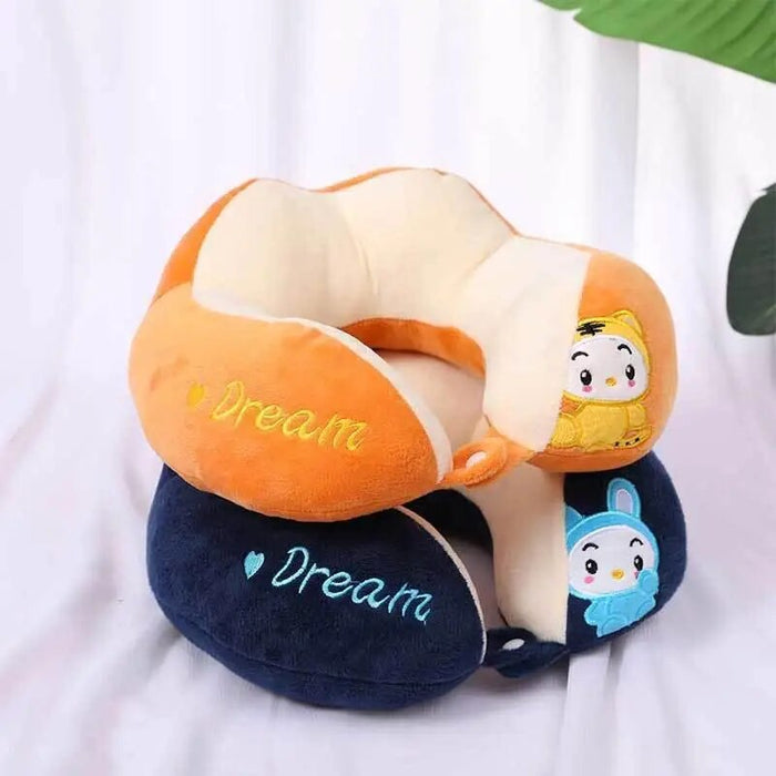 Anypack Neck Pillow Grey Cartoon Cute U-Shaped Comfortable Sleep Headrest