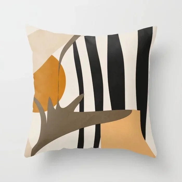 Anyhouz Pillowcase White Abstract Mix Line Cotton Polyester Cushion Cover