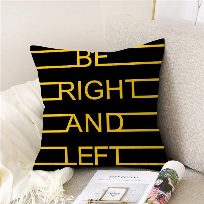 Anyhouz Pillowcase Black Quoted Lines Cotton Polyester Cushion Cover