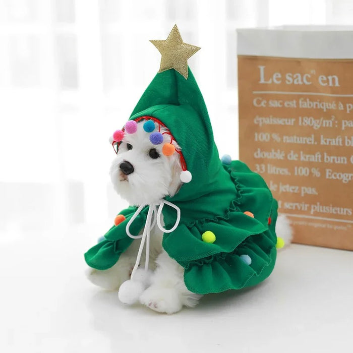 Anywags Pet Clothes Green Christmas Tree Dog Cat Outfit Holiday Costume Accessories