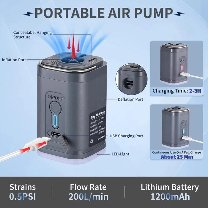 Anyhouz Electric Air Pump Wireless Rechargeable Portable Inflation Compressor