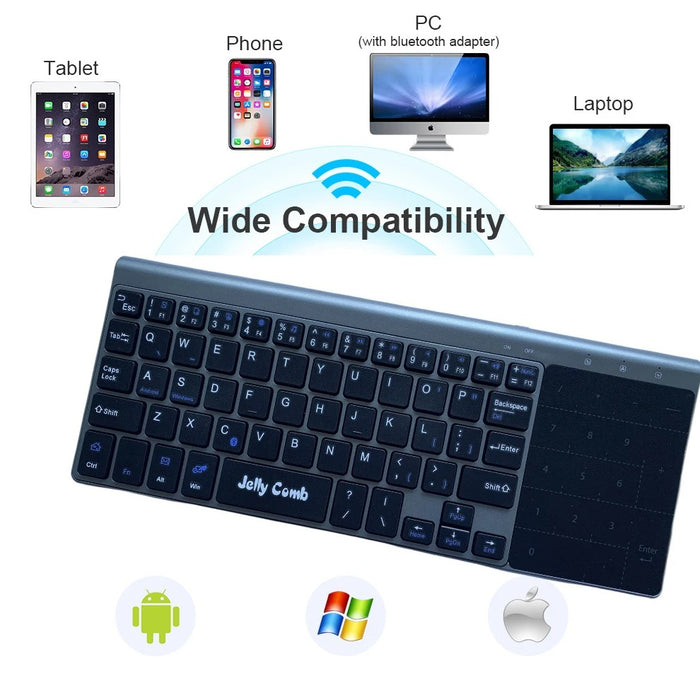 Anymob Bluetooth Keyboard Black  Wireless Touchpad Number Keys