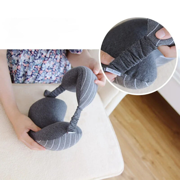 Anypack Travel Neck Pillow with Eye Mask Dark Gray Portable 2 in 1 Comfortable Sleep Headrest