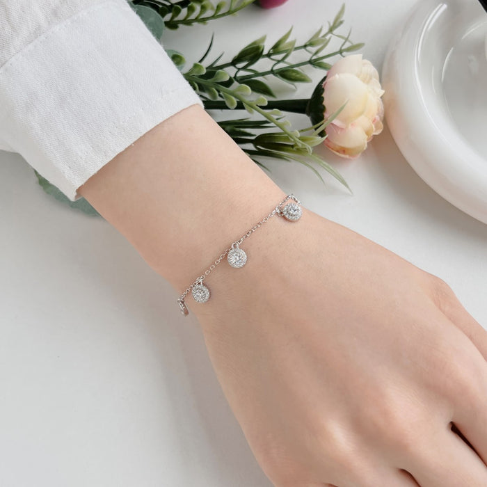 Anyco Bracelet Elegant Sparkle Cz Cubic Zirconia Bracelets Women Round Infinity 925 Silver Bracelet Chain Adjustable Jewelry