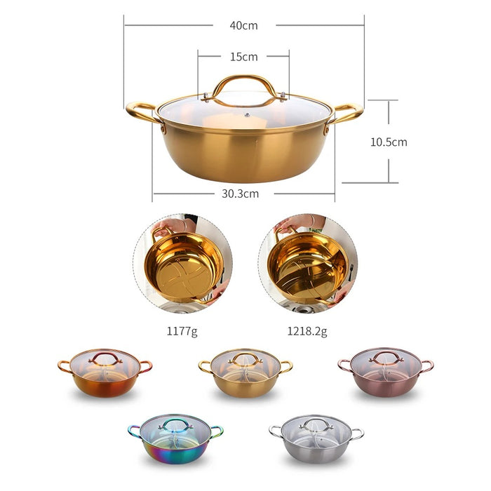 Anygleam Stock Pot Rainbow Stainless Steel Home Restaurant Cooking Tool Single-Layer Compatible Soup Kitchen Utensils