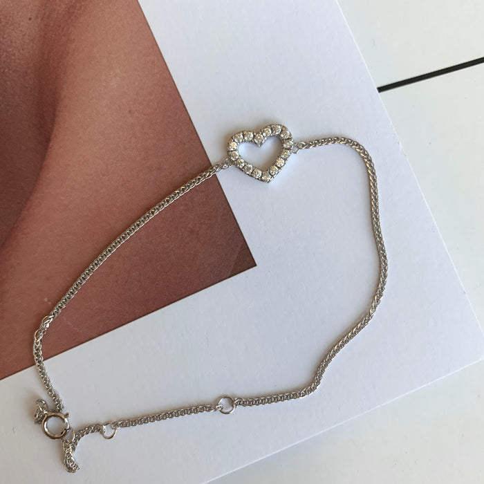 Anyco Bracelet Friendship Bracelets Link Chain Adjustable Heart Pendant Necklace Bangle Jewelry 925 Sterling Silver
