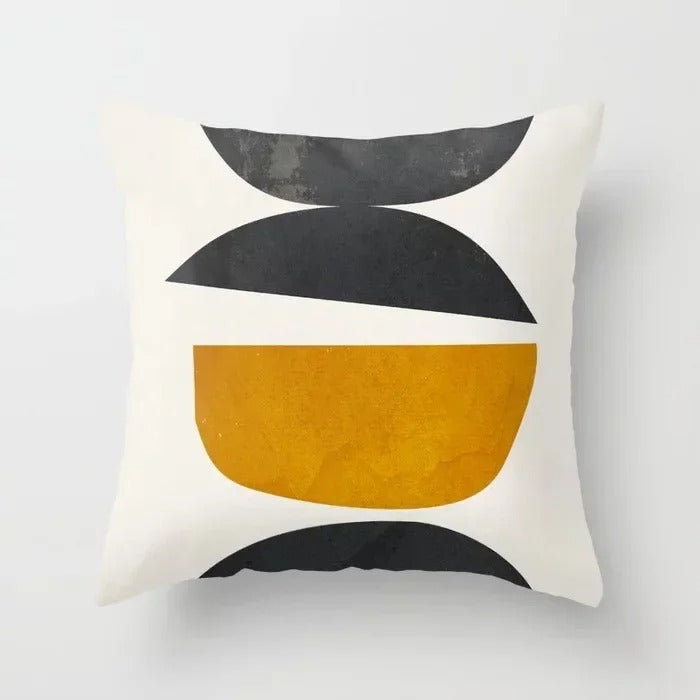 Anyhouz Pillowcase White Abstract Semi Circles Cotton Polyester Cushion Cover