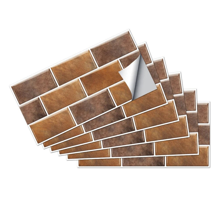 Anyhouz Wallpaper Light Brown 12 Pcs Waterproof Self Adhesive Removable 3D DIY Modern Marble Tile Wall Sticker Home Decor