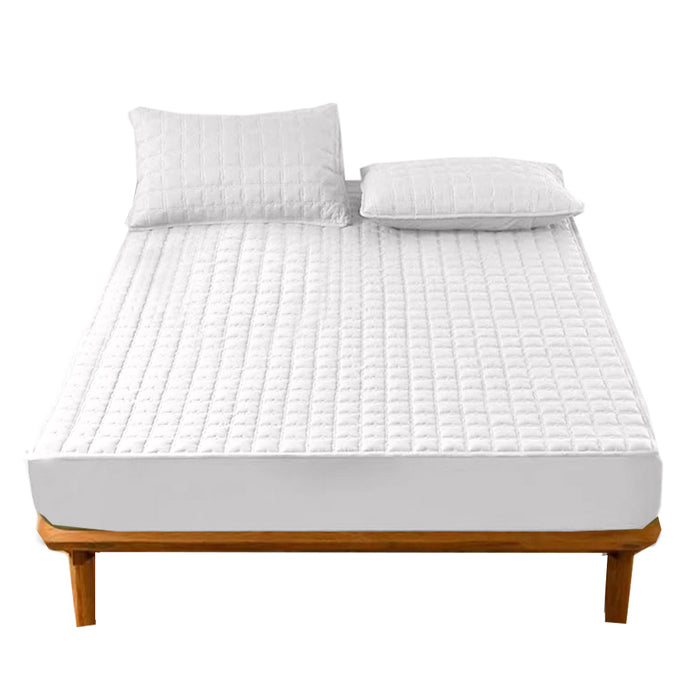 Anyhouz Mattress Cover White Twin Size Waterproof Quilted Fitted Bed Sheet