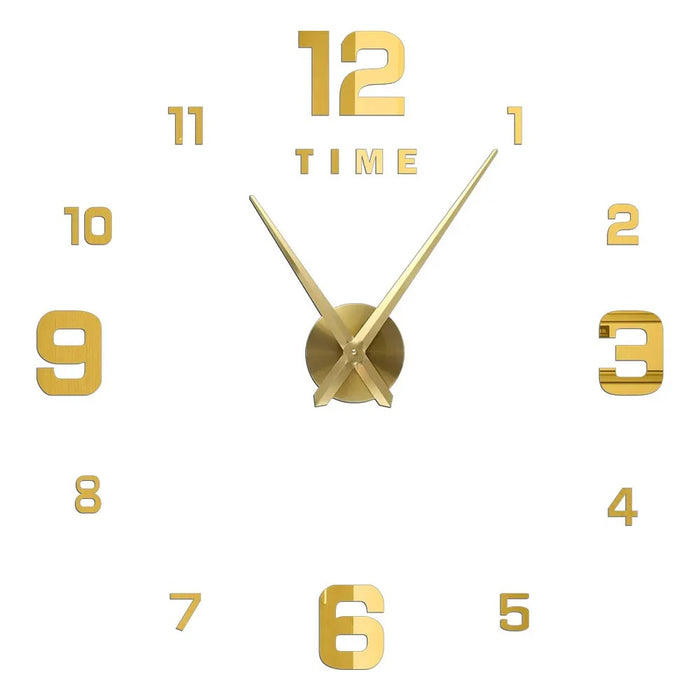 Anyhouz Wall Clock Gold Design A 47 Inch 3D Diy Mirror Wall Clock Acrylic Sticker Fashion Quartz Clocks Watch Home Decoration