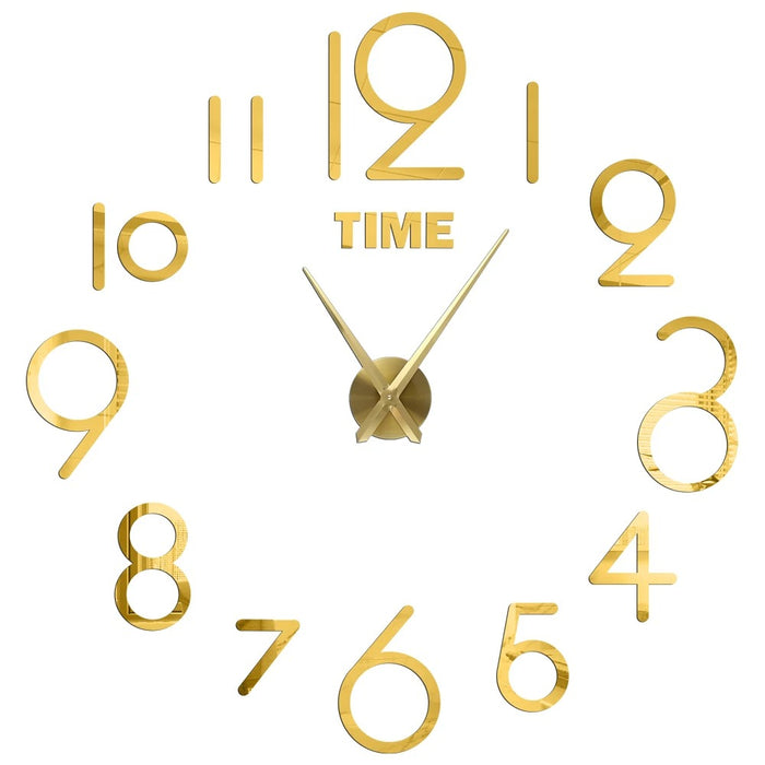 Anyhouz Wall Clock Gold Design D 47 Inch 3D Diy Mirror Wall Clock Acrylic Sticker Fashion Quartz Clocks Watch Home Decoration