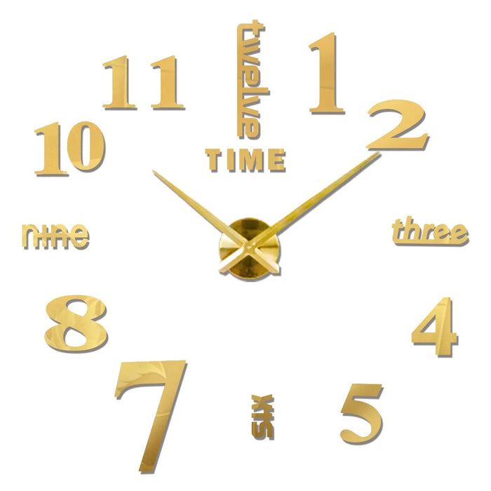 Anyhouz Wall Clock Gold Design I 47 Inch 3D Diy Mirror Wall Clock Acrylic Sticker Fashion Quartz Clocks Watch Home Decoration