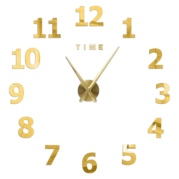 Anyhouz Wall Clock Gold Design H 27 Inch 3D Diy Mirror Wall Clock Acrylic Sticker Fashion Quartz Clocks Watch Home Decoration