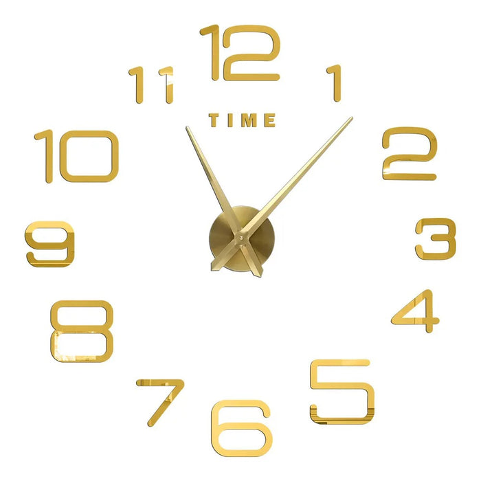 Anyhouz Wall Clock Gold Design F 47 Inch 3D Diy Mirror Wall Clock Acrylic Sticker Fashion Quartz Clocks Watch Home Decoration