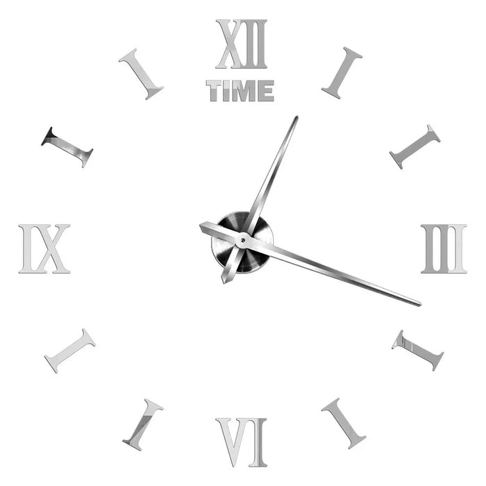 Anyhouz Wall Clock Silver Design 1 47 Inch 3D Diy Mirror Wall Clock Acrylic Sticker Fashion Quartz Clocks Watch Home Decoration