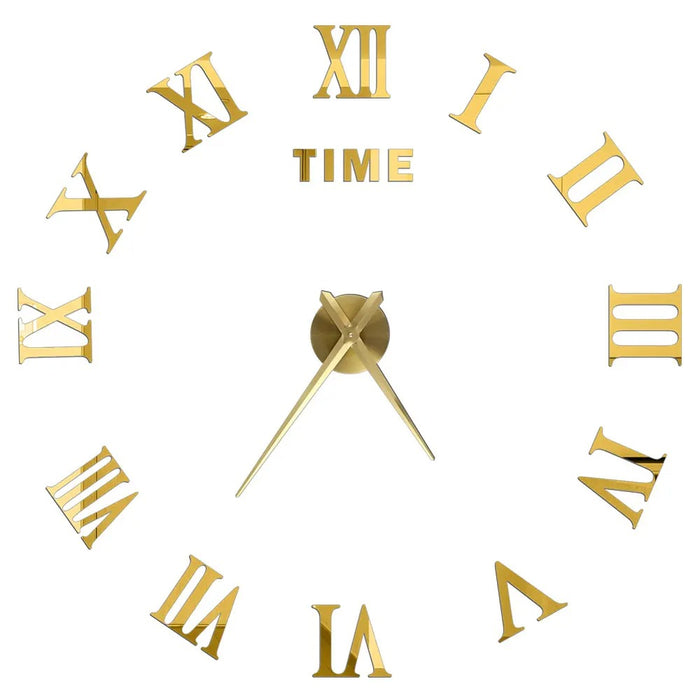 Anyhouz Wall Clock Gold Design 1 27 Inch 3D Diy Mirror Wall Clock Acrylic Sticker Fashion Quartz Clocks Watch Home Decoration