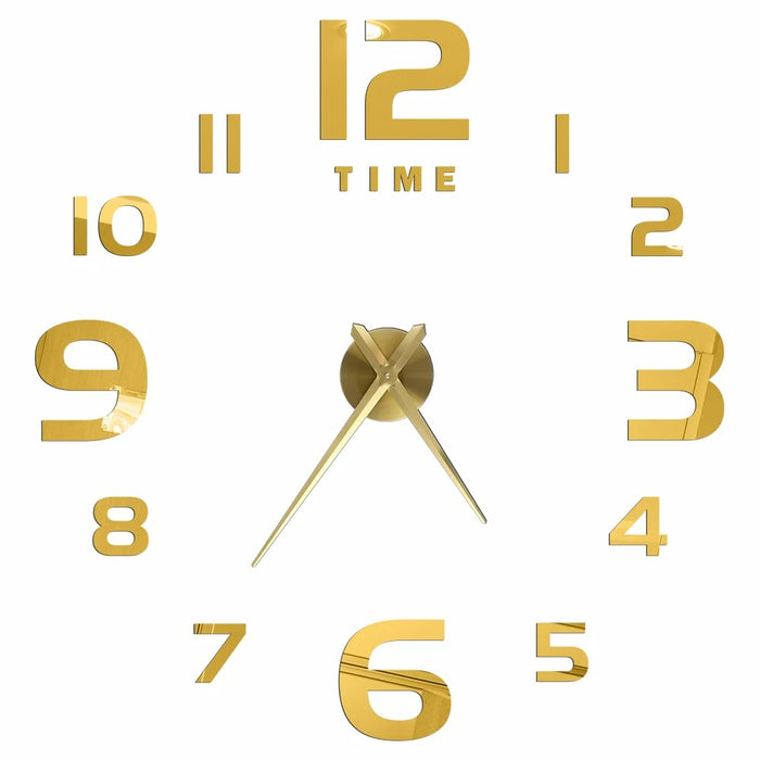 Anyhouz Wall Clock Gold Design E 47 Inch 3D Diy Mirror Wall Clock Acrylic Sticker Fashion Quartz Clocks Watch Home Decoration