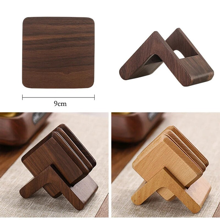 Anygleam Natural 6pcs Wooden Coasters Cup Kitchen Tools Accessories