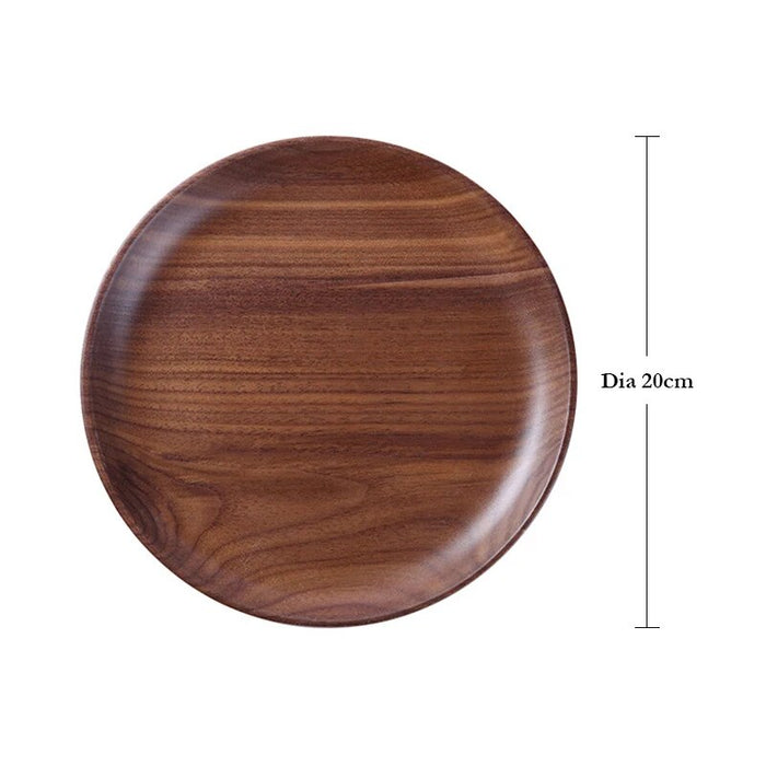 Anygleam Natural Brown  4pcs Wooden Plate Food Kitchen Tableware