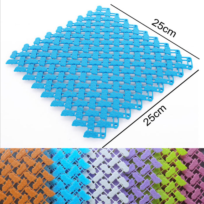 Anyhouz Splicing Mat Pink 25x25cm 10Pcs DIY Non Slip Bathroom Mat Mesh Drainage Massage Floor Carpet