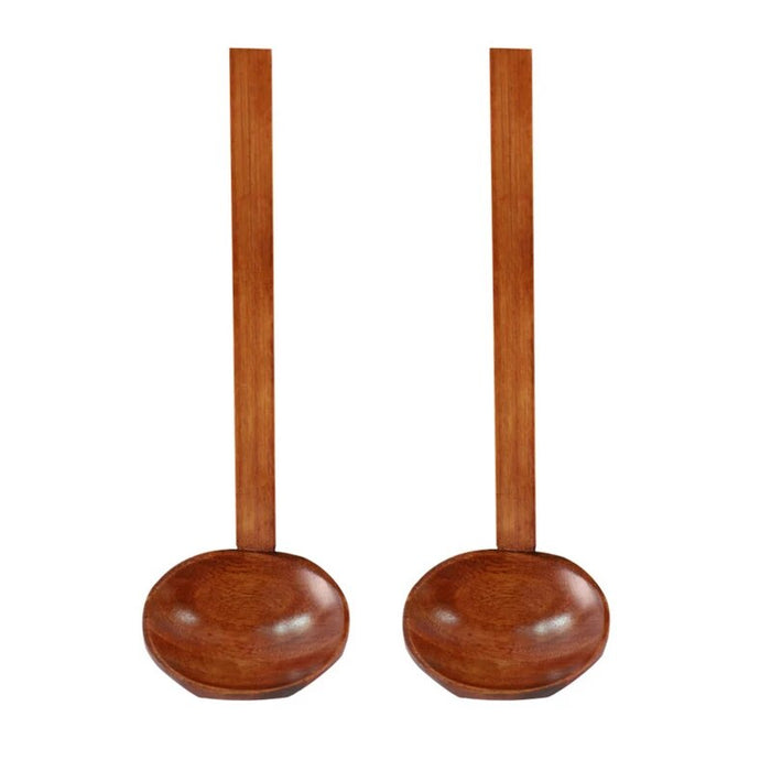 Anygleam Brown 2pcs Wooden Ladle  Food Kitchen Tableware