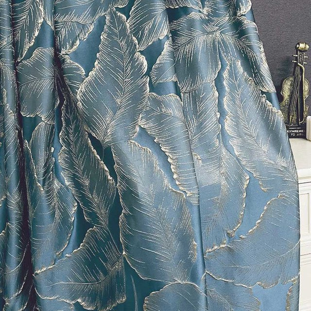 Anyhouz Curtain Green 200cmx250cm 3D Leaves Luxury indo Blackout Home Curtain