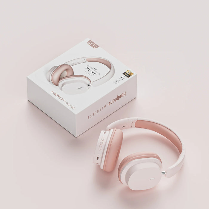 Anymob Headphone Pink Bluetooth SY T2 Noise Reduction Wireless Microphone Headset