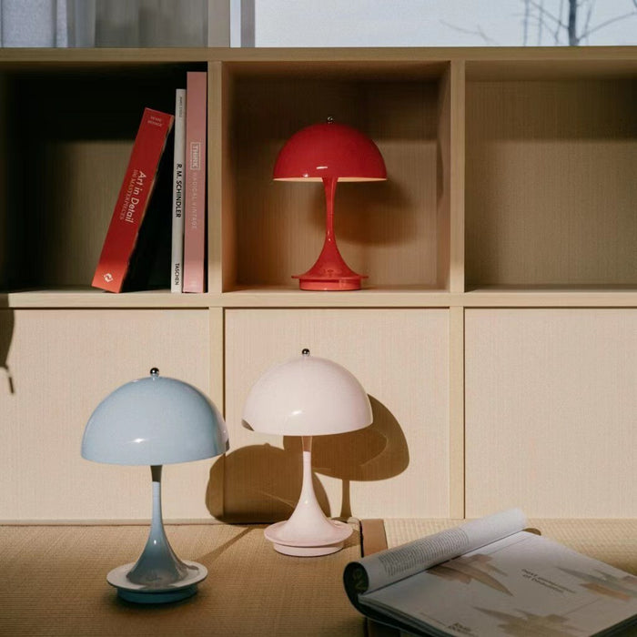 Anyhouz Luxury Lamp Red Body Mushroom Home Decor Wirless Rechargeable Table Accents for Bedroom Hotel Living Room