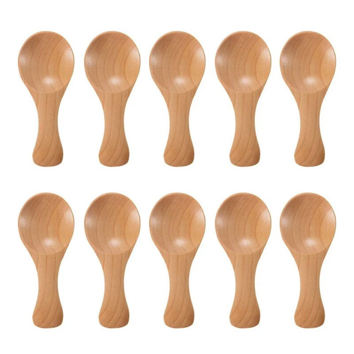 Anygleam Natural Wood 10 pcs Wooden Kitchen Spoon Kitchen Tableware