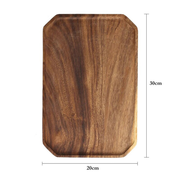 Anygleam Natural Wood Diagonal Square Acacia Wood Plate Serving Tray Food Kitchen Tableware