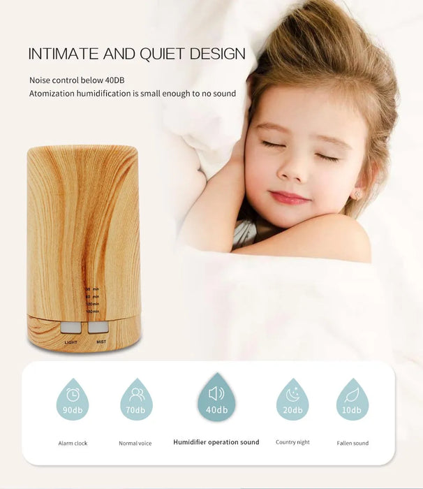 Anyhouz Air Humidifier Wood USB Powered Mist Diffuser With Lights For Home Bedroom