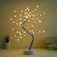 Anyhouz Table Lamp White Warm 60 LED Bonsai Tree Desk Light USB Rechargeable For Living Room