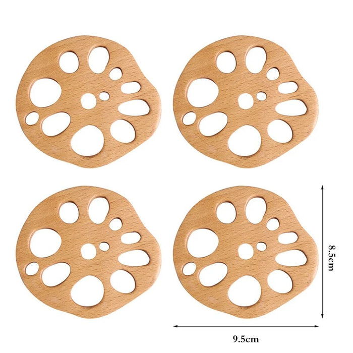 Anygleam Natural Wood 4pcs Wooden Coaster Mat Food Kitchen Tableware