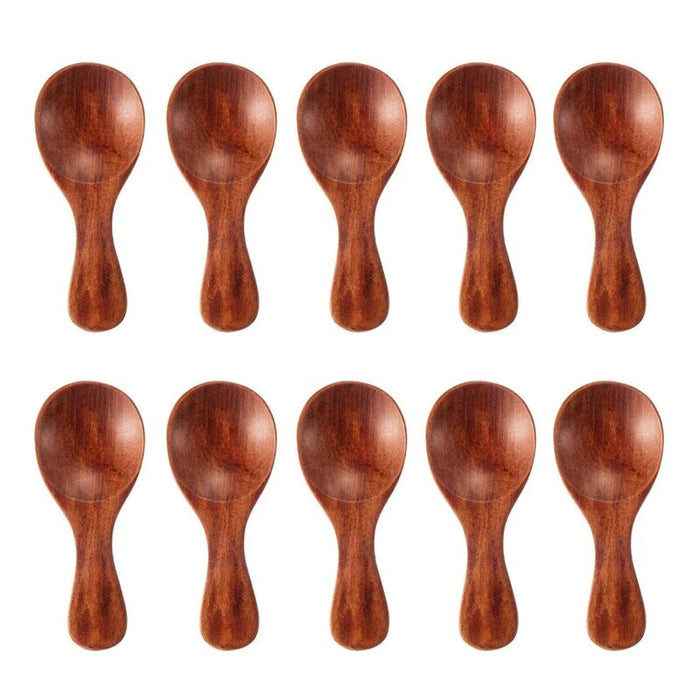 Anygleam Dark Brown 10 pcs Wooden Kitchen Spoon Kitchen Tableware