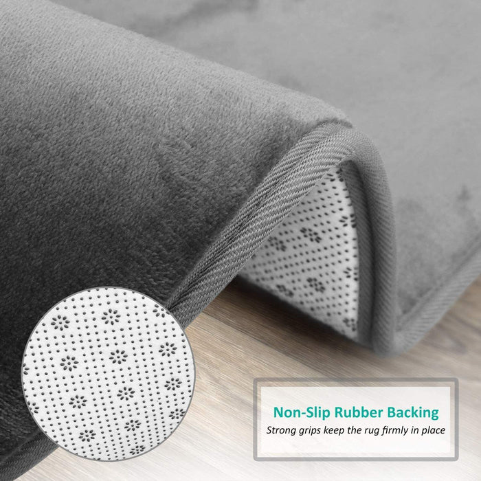 Anyhouz Bath Mat Gray Non-Slip Rug Set Bathroom Absorbent Washable Carpet Toilet  Accessories