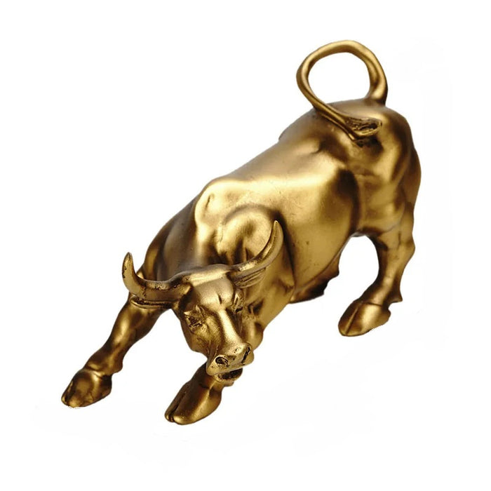 Anyhouz Home Figurine Gold Bull Resin for Living Room Desktop Decoration Accessories Gifts