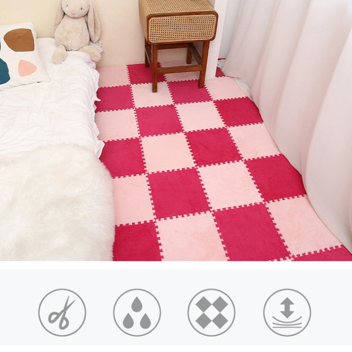 Anyhouz Splicing Mat Pink 30x30cm 24Pcs Modern Foam Floor Mat Living Room Square Splicable Household Non-Slip Rugs