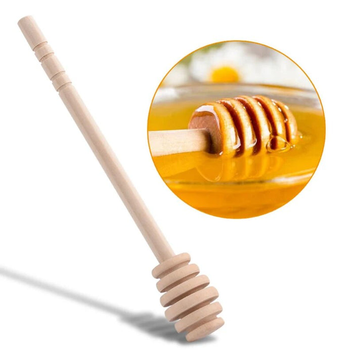 Anygleam Natural Brown 10pcs Wooden Honey Spoon Dipper Sticks Kitchen Tableware