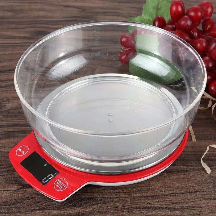 Anygleam Red Stainless Round Kitchen Scale 5Kg Accurate Measure Electronic Portable Digital Display