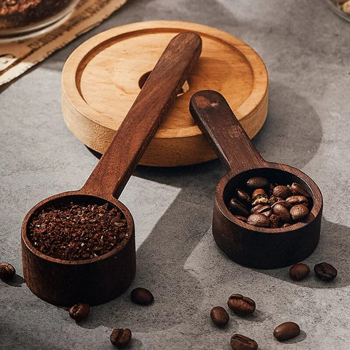 Anygleam Natural Wood 2pcs Wooden Coffee Measuring Spoon Kitchen Tableware