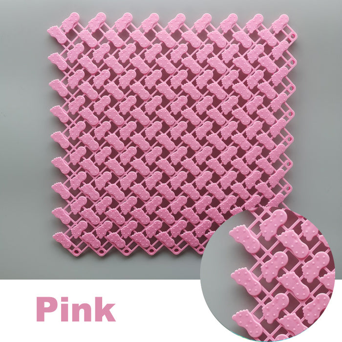 Anyhouz Splicing Mat Pink 25x25cm 10Pcs DIY Non Slip Bathroom Mat Mesh Drainage Massage Floor Carpet