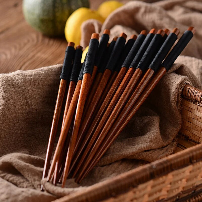 Anygleam Black Winding 10pairs Wooden Sushi Sticks Food Kitchen Tableware