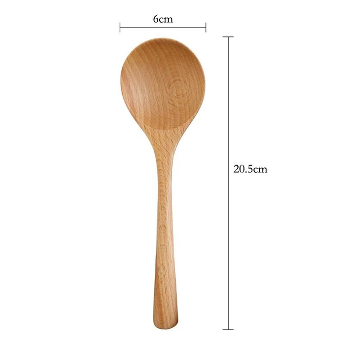 Anygleam Natural Wood 4pcs Wooden Spoon Beech Kitchen Tableware