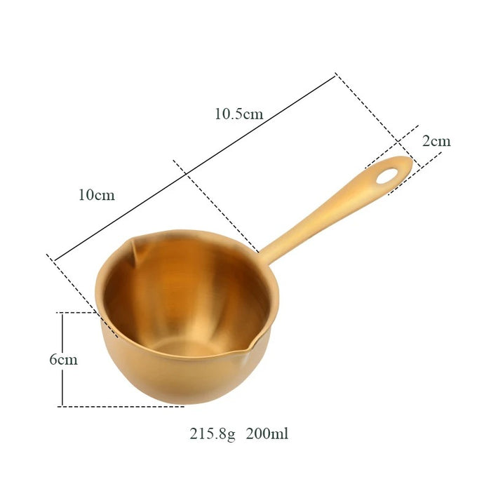 Anygleam Cookware Pouring Pots 2pcs Gold Mini Sauce Heating Stainless Steel Kitchen Chocolate Pot Butter Milk Drip Pot Small With Handle