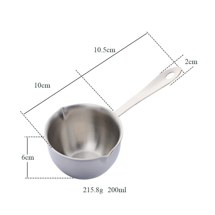 Anygleam Cookware Pouring Pots 2pcs Silver Mini Sauce Heating Stainless Steel Kitchen Chocolate Pot Butter Milk Drip Pot Small With Handle